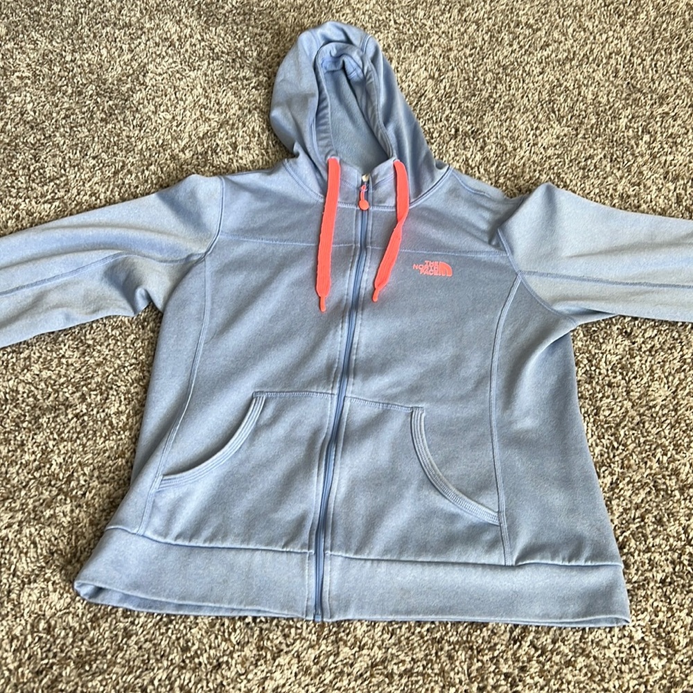 The North Face light blue and pink zip up
